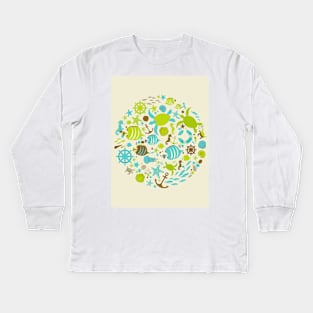 Save The Ocean Keep The Sea Plastic Free Turtle Scene Kids Long Sleeve T-Shirt